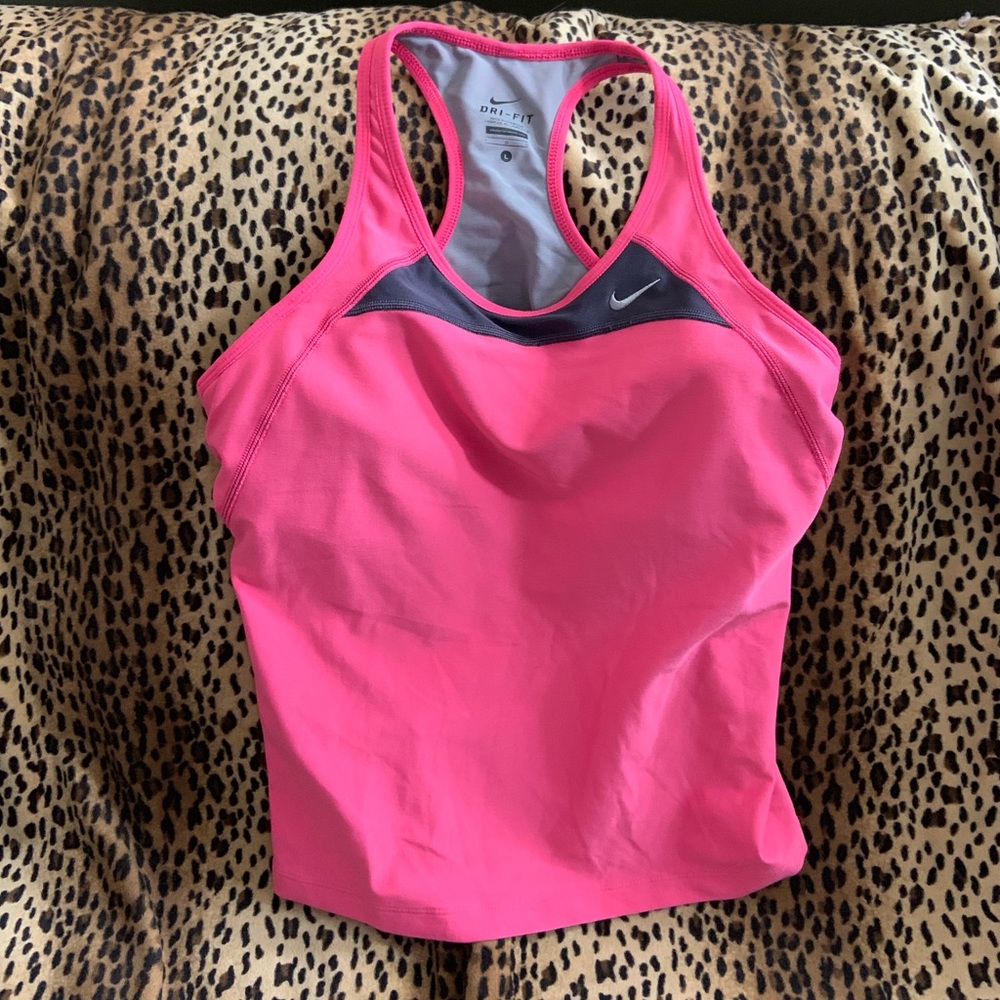 Nike Large Dry Fit Pink Built in Bra Top